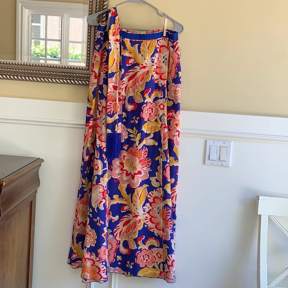 Tory Burch Floral Maxi Skirt - Blue and Pink